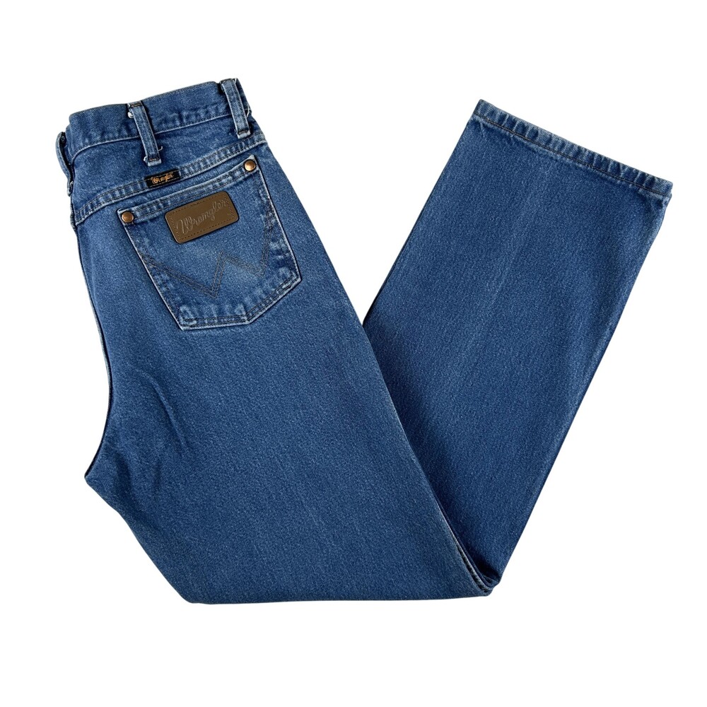 Wrangler Jeans Mens 34x29 Medium Wash Blue Regular Straight Denim Zip Fly 938PWD